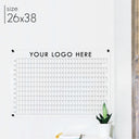 a 26x38 yearly calendar with a custom logo on clear acrylic