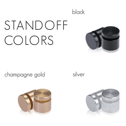 Close ups of the hardware for this product and its three available colors, champagne gold, silver, and black. 