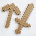 Minecraft Cardboard Swords and Axes for Coloring – Kids Birthday Party Craft, Recyclable Sword Decoration Activity