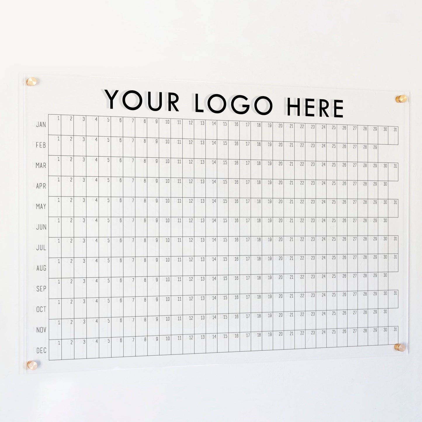 Acrylic Yearly Business Logo Calendar | Horizontal Madi