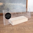 Clear Acrylic Business Logo Name Plate | Horizontal Print