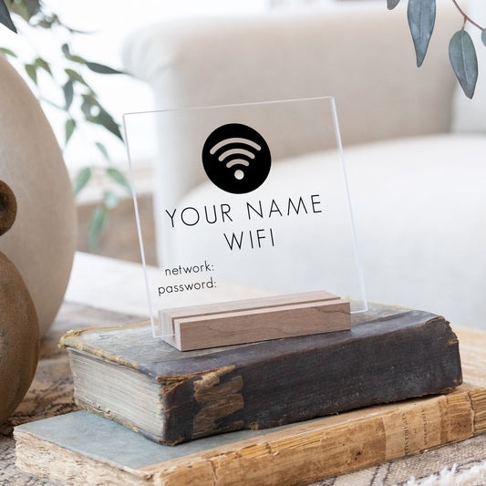 Custom wifi password sign w printed on clear acrylic