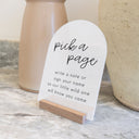 Frosted Acrylic Baby Shower Pick a Page Sign
